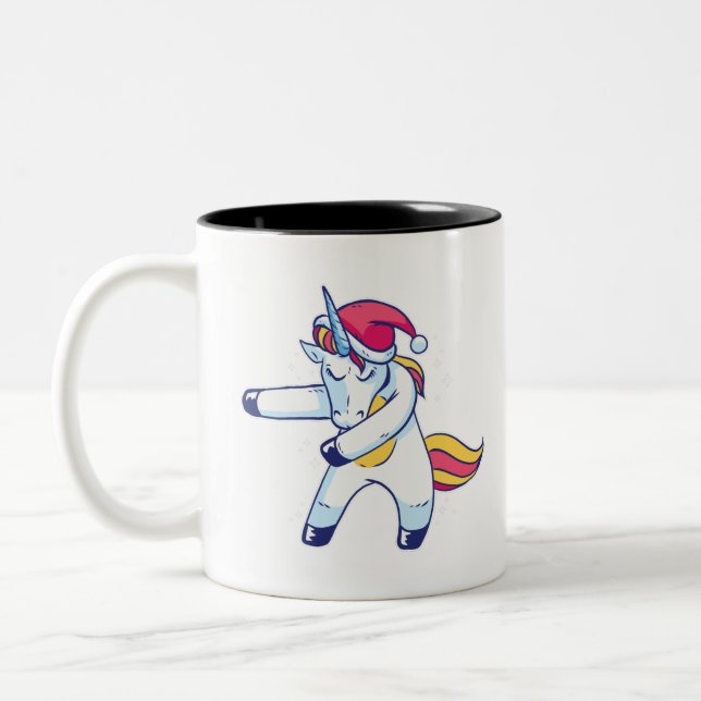 Christmas Unicorn Zweifarbige Tasse (Links)