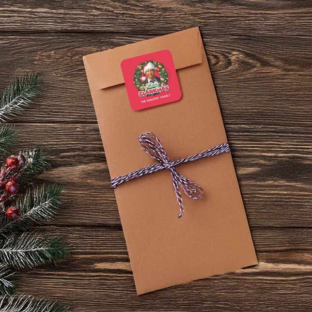 Christmas Vacation | Merry Clarkmas - Personalized Quadratischer Aufkleber (Sticker on envelope)