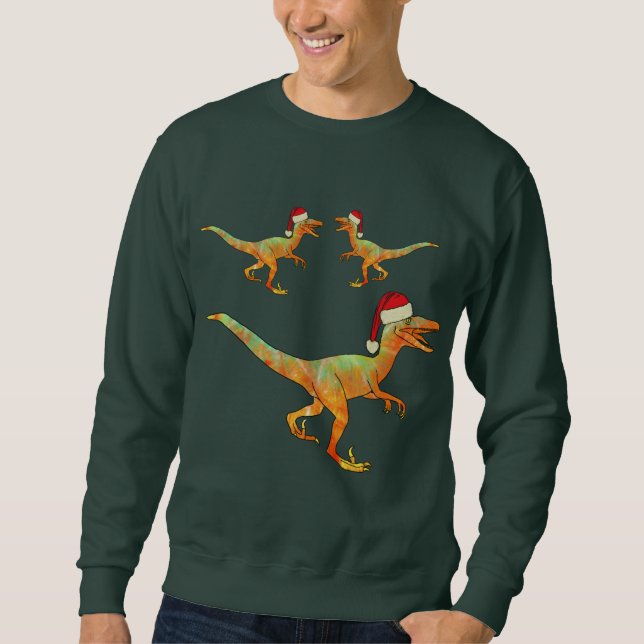 Christmas Velociraptor Funny Raptor Dinosaur Spaß Sweatshirt (Vorderseite)