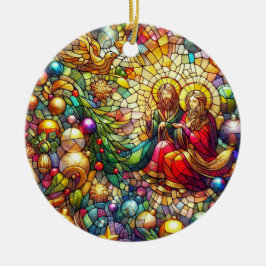 CHRISTMAS ~ verkettetes Glas Mary Joseph ~ Keramik Ornament