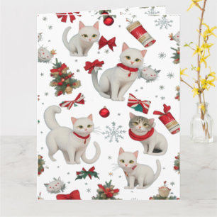 Christmas Vibes Cats nahtloses Muster Karte
