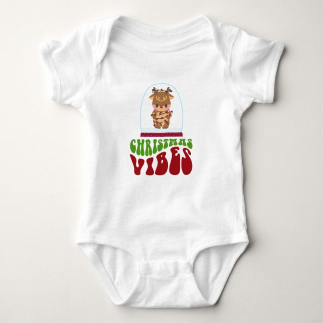 Christmas Vibes | Rentier Baby Bodysuit Strampler (Vorderseite)