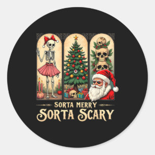 Christmas Vibes Skeleton Sorta Merry Sorta Beängst Runder Aufkleber
