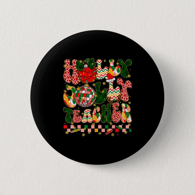 Christmas Vibes Teacher Leopard Snowman Xmas Men W Button (Vorderseite)