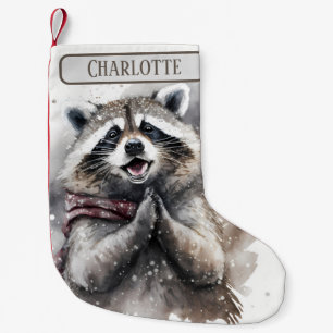 Christmas Vibes Watercolor Raccoon - Kleiner Weihnachtsstrumpf