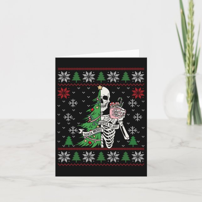 Christmas Vibes Xmas Skeleton Sorta Merry Sorta Sc Karte (Vorderseite)