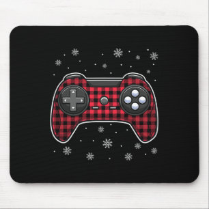 Christmas Video Game Controller Red Kariert Gamer Mousepad