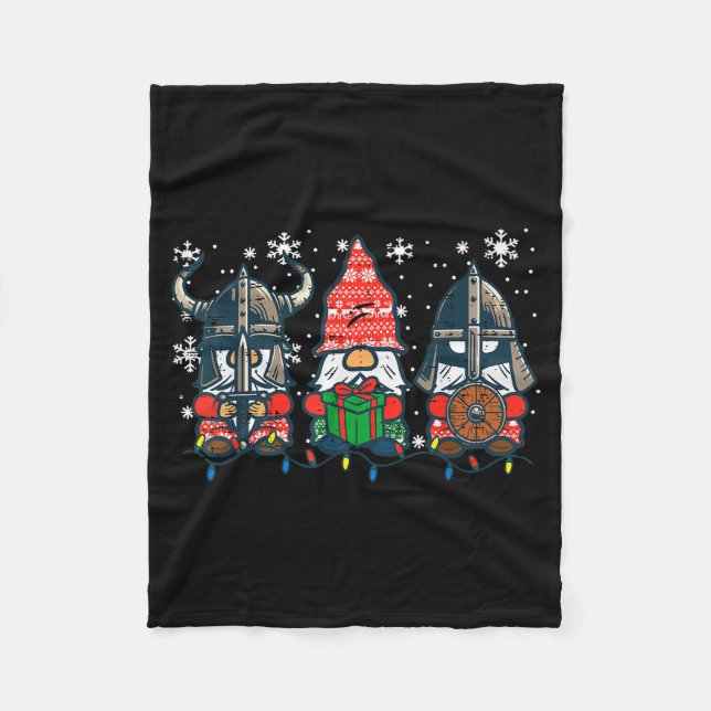 Christmas Viking Gnomes Funny Nordic Xmas Men Wome Fleecedecke (Vorderseite)