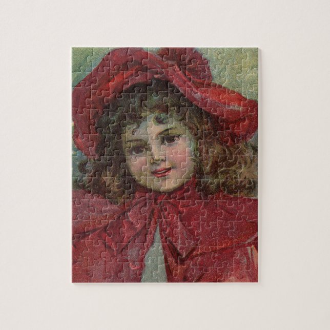 Christmas Viktorianisch Child Red Hat Girl Portrai (Vertikal)