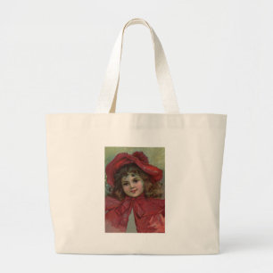 Christmas Viktorianisch Child Red Hat Girl Portrai Jumbo Stoffbeutel