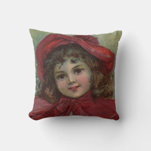 Christmas Viktorianisch Child Red Hat Girl Portrai Kissen