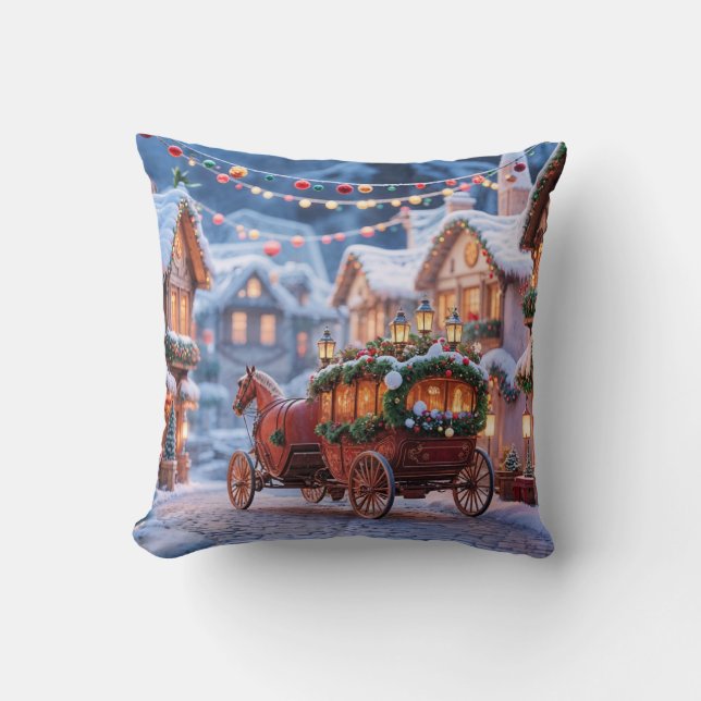 Christmas Village illustration Kissen (Vorderseite)