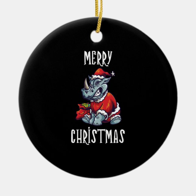 Christmas Vintag Rhino Retro Keramik Ornament (Vorne)