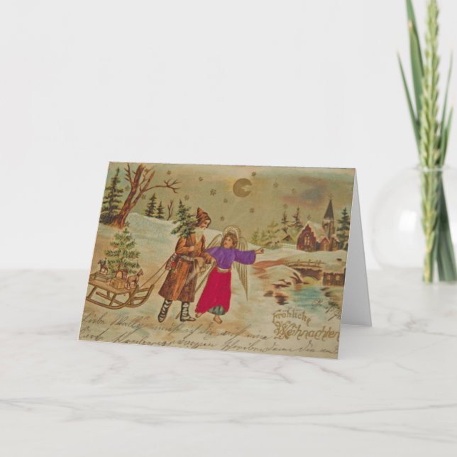 CHRISTMAS - VINTAGE ILLUSTRATION DER Faltkarte (Vorderseite)