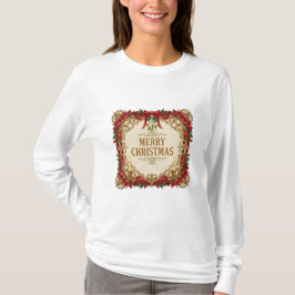 Christmas Vintage Ornate Gold Frame T-Shirt