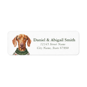 Christmas Vizsla Dog Rücksendeadressen-Aufkleber