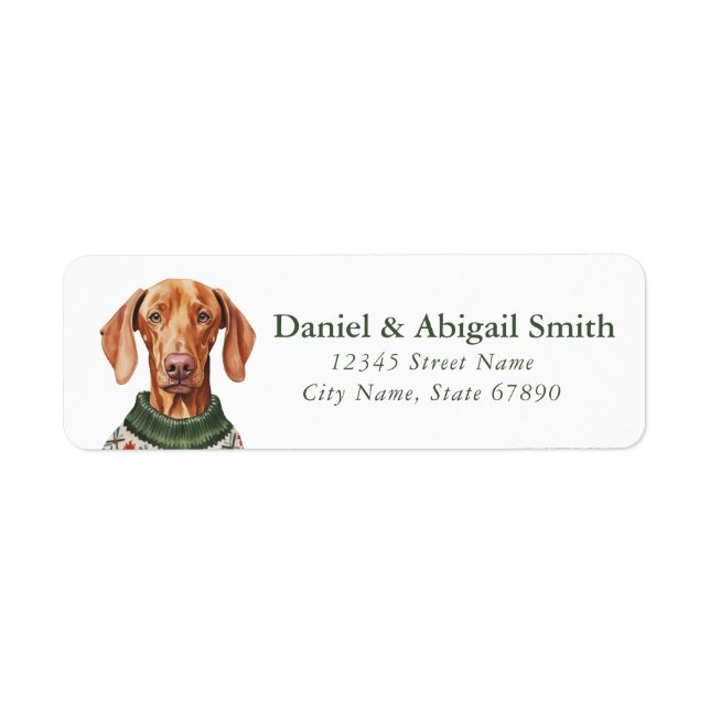 Christmas Vizsla Dog Rücksendeadressen-Aufkleber (Vorne)