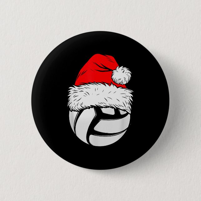 Christmas Volleyball Ball Santa Hat Xmas Matching  Button (Vorderseite)