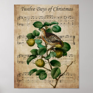 Christmas Wall Art-Partridge in a Pear Tree Poster
