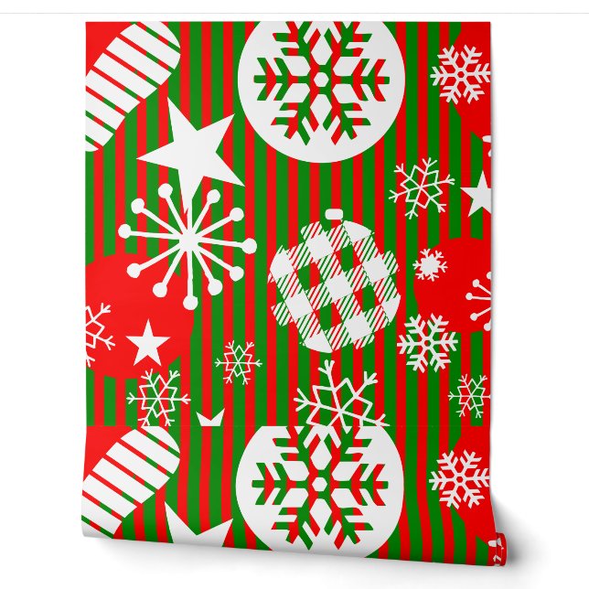 Christmas Wallpaper – Joy to the World Red & Green Tapete (Abrollen)