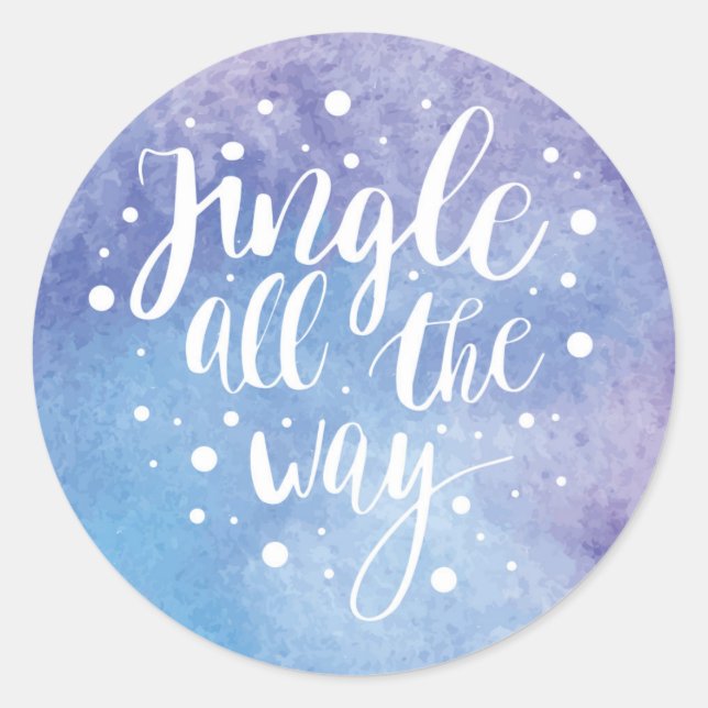 Christmas | Wasserfarbe - Jingle All Way Quote Runder Aufkleber (Vorderseite)