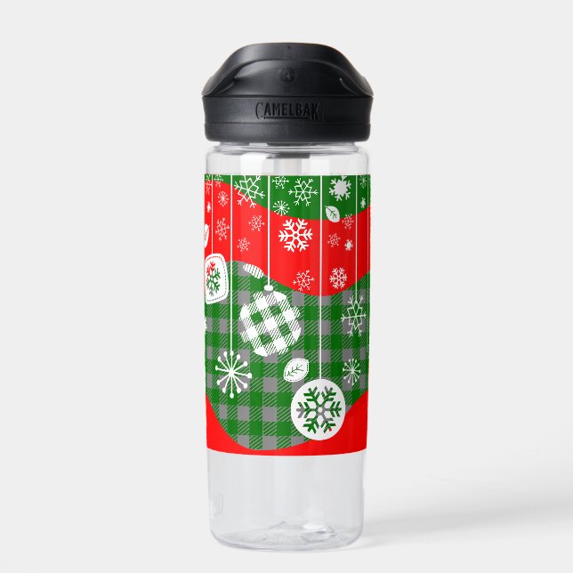 Christmas Water Bottle – White Ornaments  Trinkflasche (Rückseite)