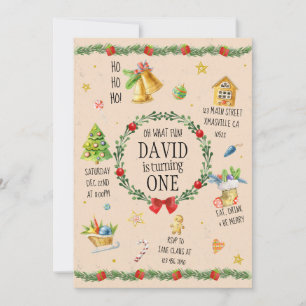 Christmas Watercolor Birthday Invite Einladung