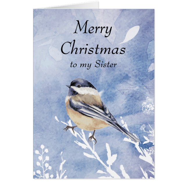 Christmas Watercolor Chickadee Bird Sister (Vorne)