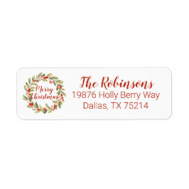 Christmas Watercolor Holly Berry Wreath