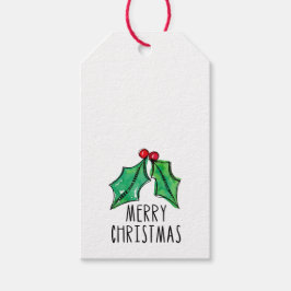 Christmas Watercolor Holly Geschenkanhänger
