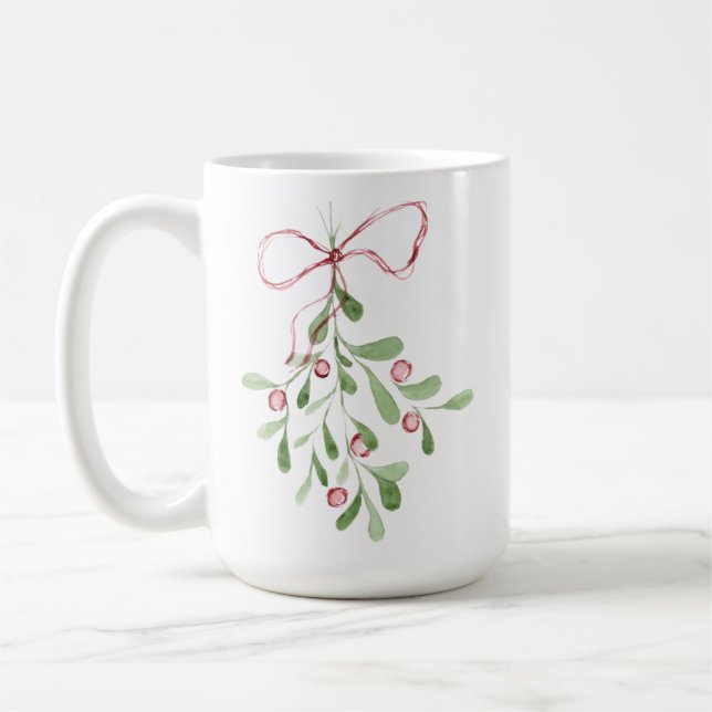 Christmas Watercolor Mistletoe Kaffeetasse (Links)
