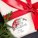 Christmas Watercolor Poinsettia TO and From Runder Aufkleber<br><div class="desc">Wasserfarbene Weihnachtspoinsettia blutt oben mit goldenem Spritzer,  um dies zu einem festlichen Aufkleber zu machen. Es wird eine moderne und Skripttypografie verwendet. Melde mich,  wenn du Hilfe brauchst oder spezielle Wünsche hast.</div>