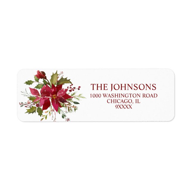 Christmas Watercolor Red Poinsettia Holly Berry (Vorne)