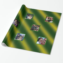 Christmas Wavy Muster Gold & Green 8 Fotos Geschenkpapier