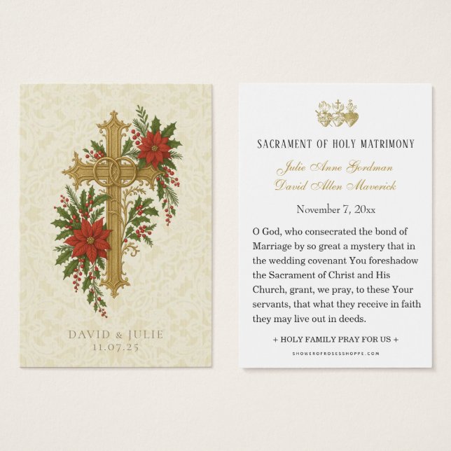 Christmas Wedding Cross Prayer Card (Vorne & Hinten)