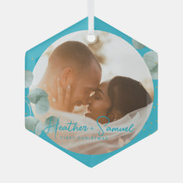 Christmas Wedding Keepsake Elegant Script photo Ornament Aus Glas