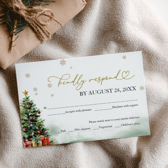 Christmas Wedding RSVP With Food Options Karte (Von Creator hochgeladen)