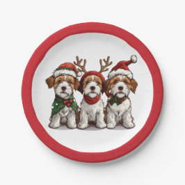 Christmas Welsh Wire Fox Terrier Hunde Pappteller