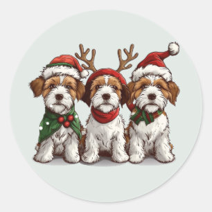 Christmas Welsh Wire Fox Terrier Hunde Runder Aufkleber