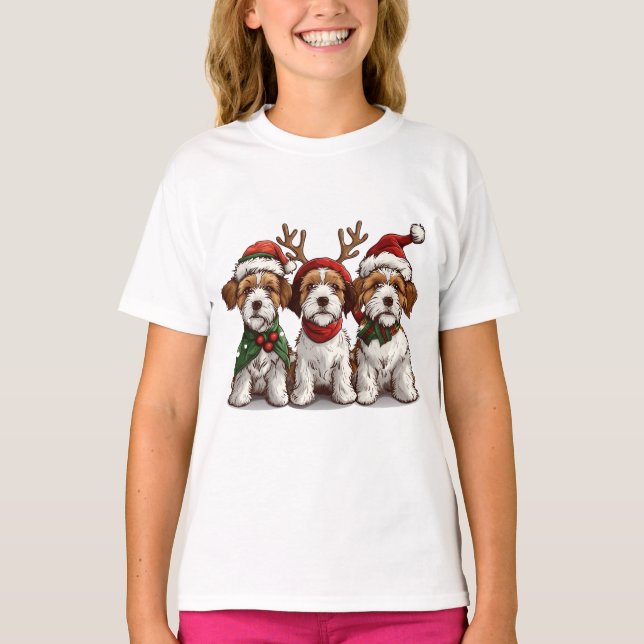 Christmas Welsh Wire Fox Terrier Hunde T-Shirt (Vorderseite)