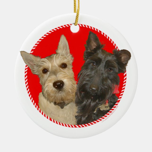 Christmas Wheaten & Black Scott Keramikornament (Vorne)
