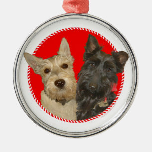 Christmas Wheaten & Black Scott Ornament Aus Metall