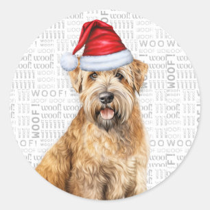 Christmas Wheaten Terrie Hund in der Weihnachtsman Runder Aufkleber