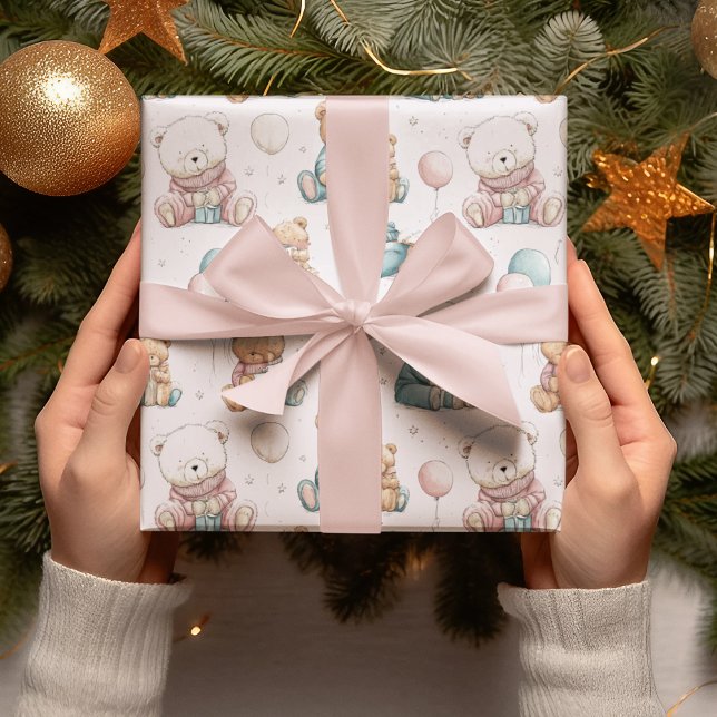 Christmas Whimsical Teddy Bears Wrapping Paper Geschenkpapier (Von Creator hochgeladen)