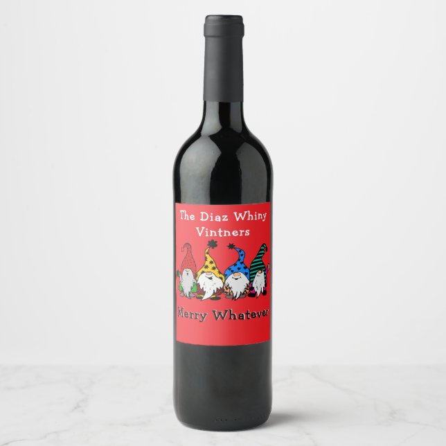 Christmas Whiny Vintners Wine Labels Weinetikett (Vorderseite)