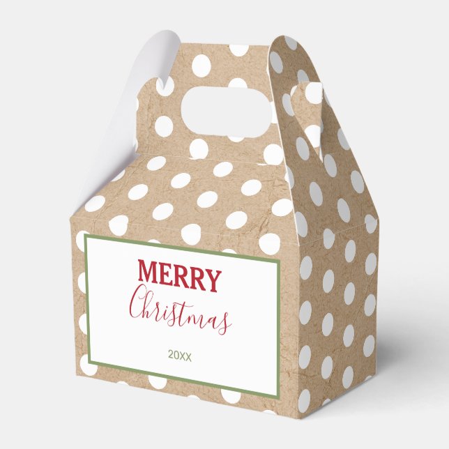 Christmas White Kraft Polka Dots Geschenkschachtel (Vorderseite)