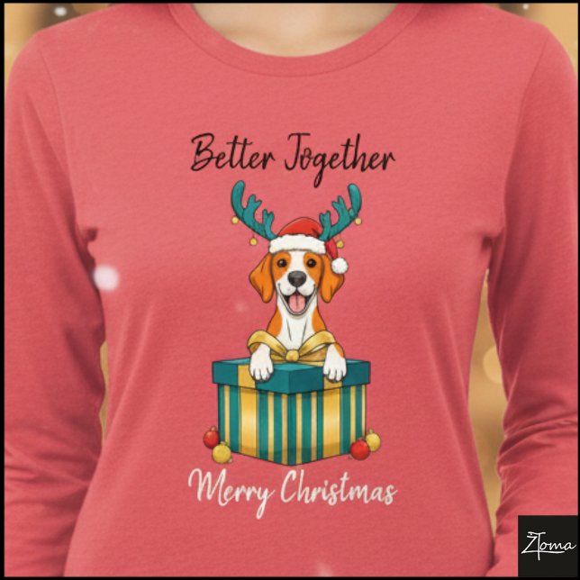 Christmas White Pointer Reindeer Gift Graphic Tri-Blend Shirt (Von Creator hochgeladen)