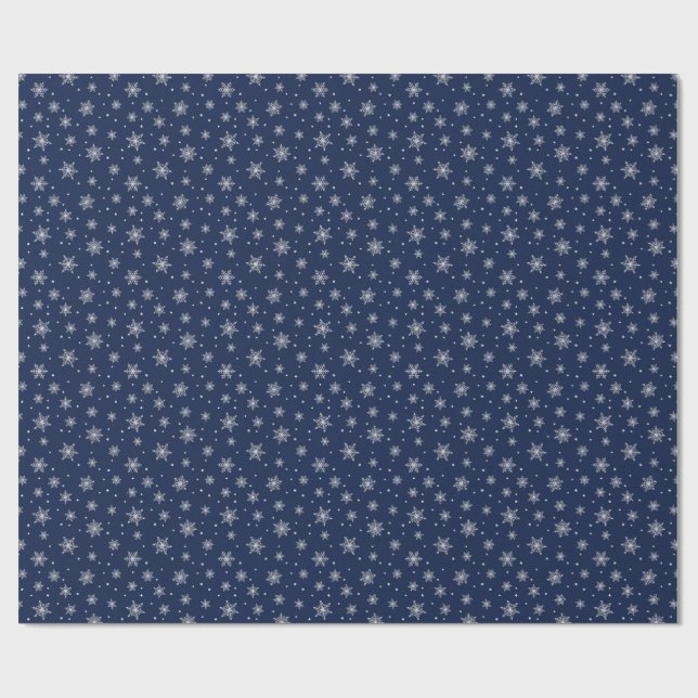 Christmas White Snowflakes Themed Packaging Black Geschenkpapier (Flach)