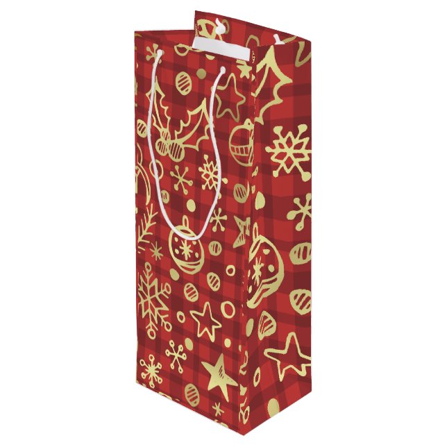 Christmas+wine+bag Geschenktüte Für Weinflaschen (Rückseite Schrägansicht)
