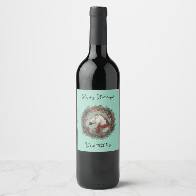 Christmas Wine Bottle Label customizable  Weinetikett (Vorderseite)